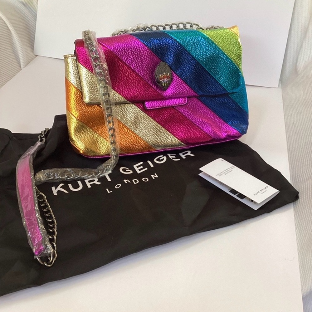 Kurt Geiger London Mini Kensington Multi Color Metallic Striped Crossbody Bag